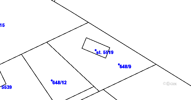 Parcela st. 5519 v KÚ Rokycany, Katastrální mapa