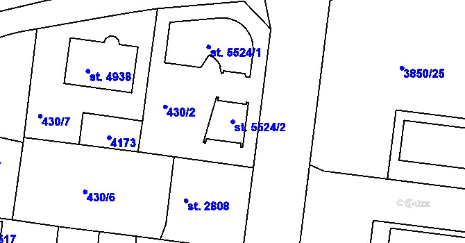 Parcela st. 5524/2 v KÚ Rokycany, Katastrální mapa