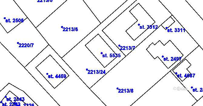 Parcela st. 5535 v KÚ Rokycany, Katastrální mapa