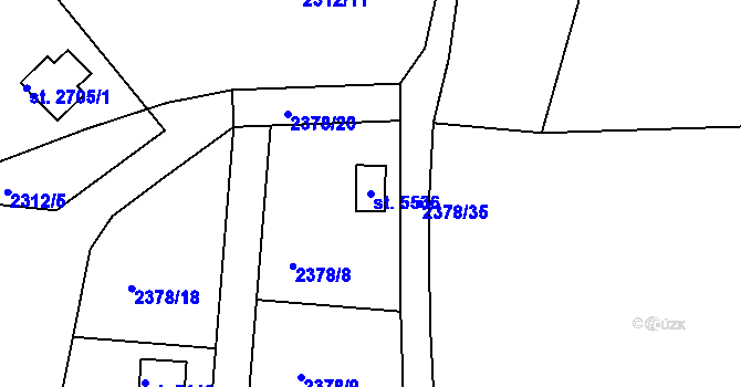 Parcela st. 5536 v KÚ Rokycany, Katastrální mapa