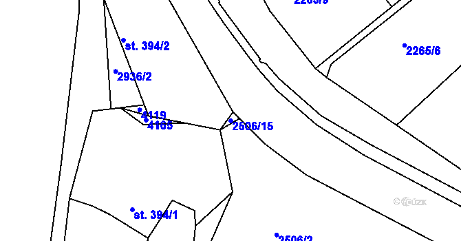 Parcela st. 2506/15 v KÚ Rokycany, Katastrální mapa