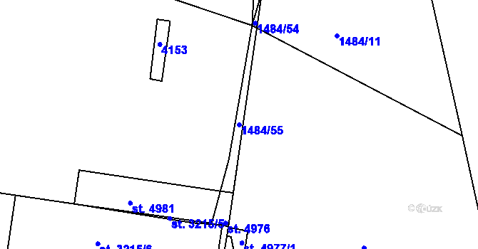 Parcela st. 1484/55 v KÚ Rokycany, Katastrální mapa