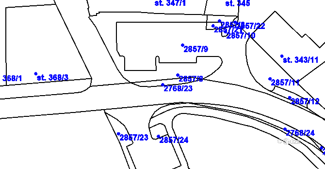Parcela st. 2768/23 v KÚ Rokycany, Katastrální mapa