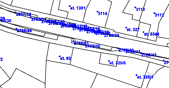 Parcela st. 2768/50 v KÚ Rokycany, Katastrální mapa