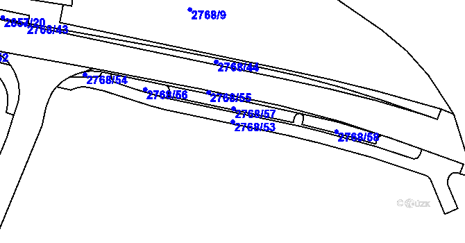 Parcela st. 2768/53 v KÚ Rokycany, Katastrální mapa