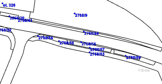 Parcela st. 2768/55 v KÚ Rokycany, Katastrální mapa