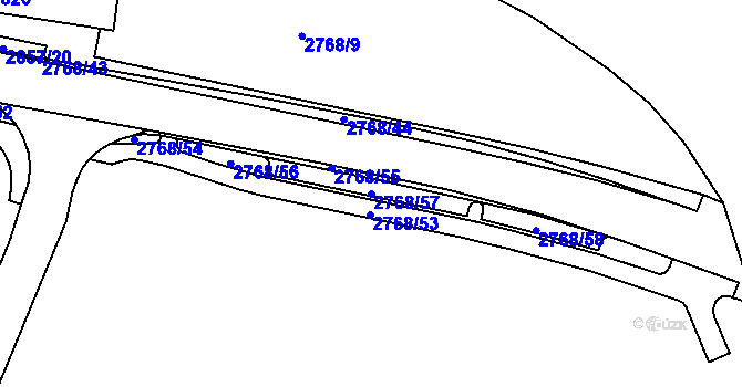 Parcela st. 2768/57 v KÚ Rokycany, Katastrální mapa
