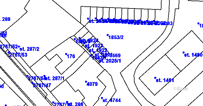 Parcela st. 5569 v KÚ Rokycany, Katastrální mapa