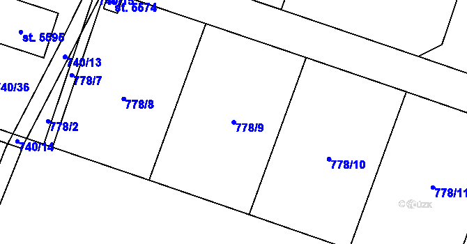 Parcela st. 778/9 v KÚ Rokycany, Katastrální mapa