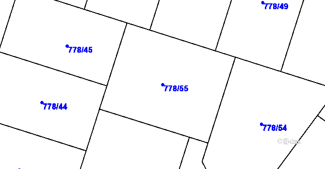 Parcela st. 778/55 v KÚ Rokycany, Katastrální mapa