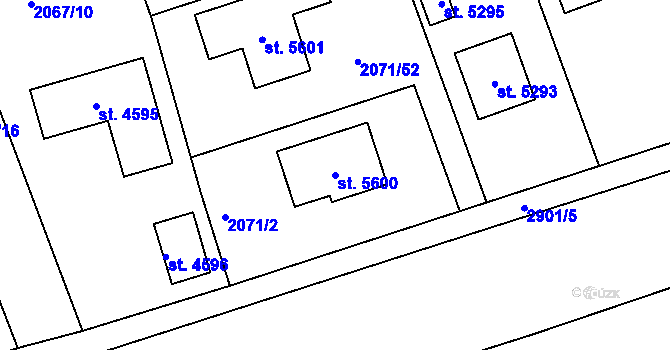 Parcela st. 5600 v KÚ Rokycany, Katastrální mapa