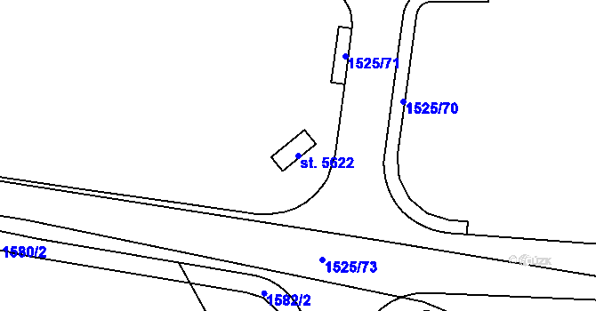 Parcela st. 5622 v KÚ Rokycany, Katastrální mapa