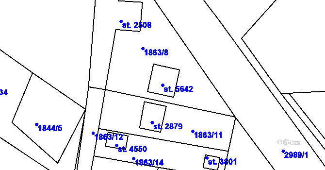Parcela st. 5642 v KÚ Rokycany, Katastrální mapa