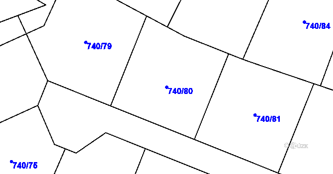 Parcela st. 740/80 v KÚ Rokycany, Katastrální mapa