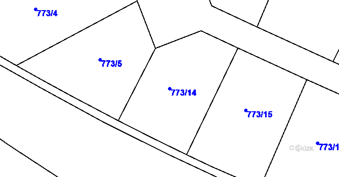 Parcela st. 773/14 v KÚ Rokycany, Katastrální mapa