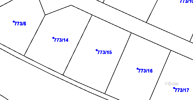 Parcela st. 773/15 v KÚ Rokycany, Katastrální mapa