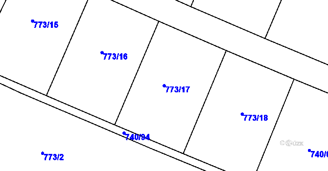 Parcela st. 773/17 v KÚ Rokycany, Katastrální mapa