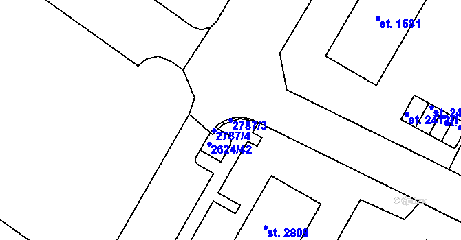 Parcela st. 2787/3 v KÚ Rokycany, Katastrální mapa