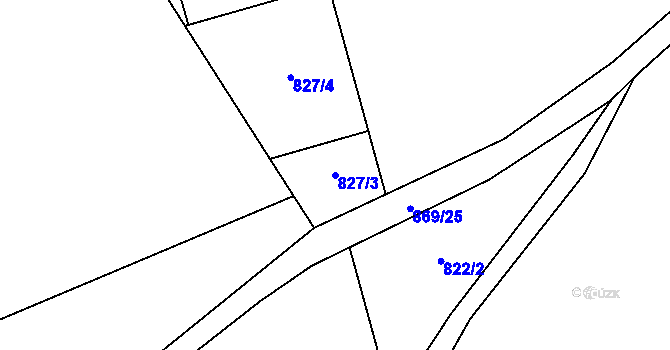 Parcela st. 827/3 v KÚ Rokycany, Katastrální mapa