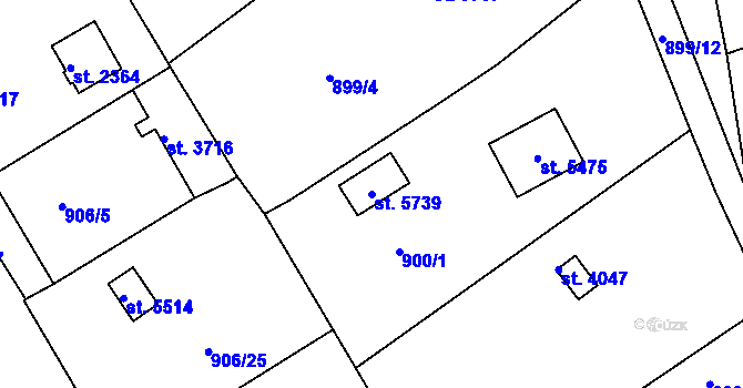 Parcela st. 5739 v KÚ Rokycany, Katastrální mapa