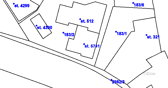 Parcela st. 5741 v KÚ Rokycany, Katastrální mapa