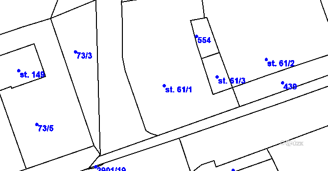 Parcela st. 61/1 v KÚ Borek u Rokycan, Katastrální mapa