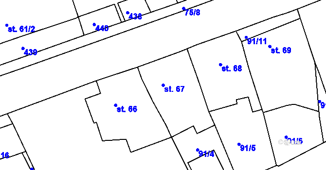 Parcela st. 67 v KÚ Borek u Rokycan, Katastrální mapa