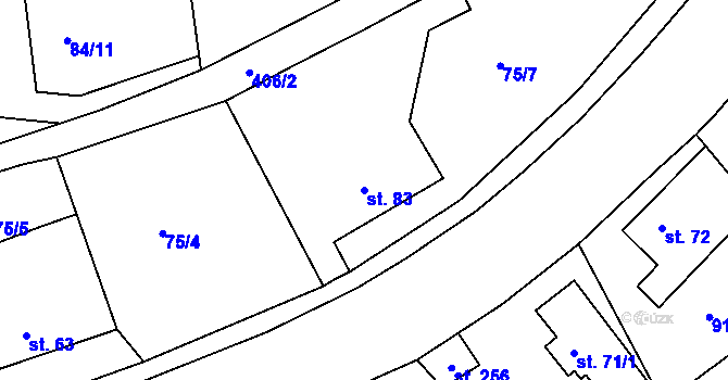 Parcela st. 83 v KÚ Borek u Rokycan, Katastrální mapa