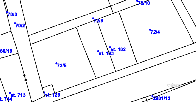 Parcela st. 103 v KÚ Borek u Rokycan, Katastrální mapa
