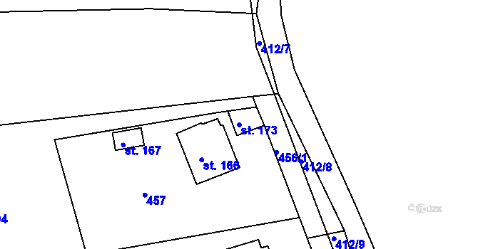 Parcela st. 173 v KÚ Borek u Rokycan, Katastrální mapa