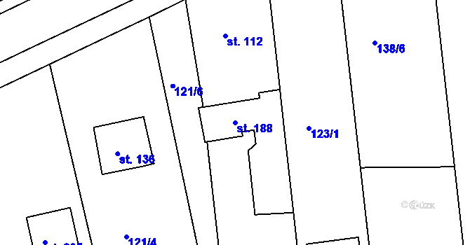 Parcela st. 188 v KÚ Borek u Rokycan, Katastrální mapa
