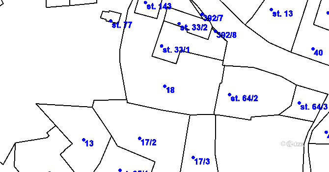 Parcela st. 18 v KÚ Borek u Rokycan, Katastrální mapa