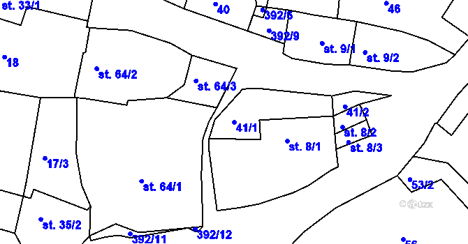 Parcela st. 41/1 v KÚ Borek u Rokycan, Katastrální mapa