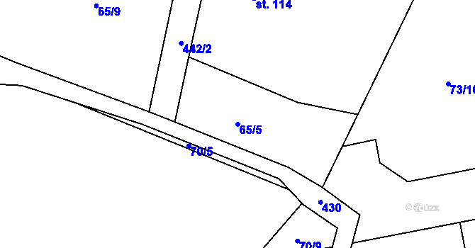 Parcela st. 65/5 v KÚ Borek u Rokycan, Katastrální mapa