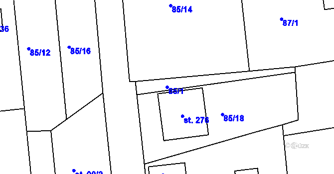 Parcela st. 85/1 v KÚ Borek u Rokycan, Katastrální mapa