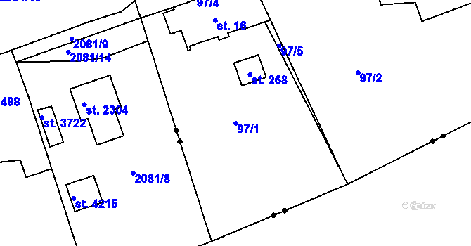 Parcela st. 97/1 v KÚ Borek u Rokycan, Katastrální mapa