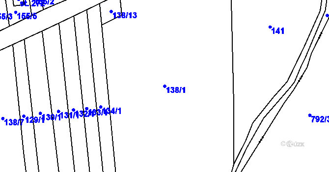 Parcela st. 138/1 v KÚ Borek u Rokycan, Katastrální mapa