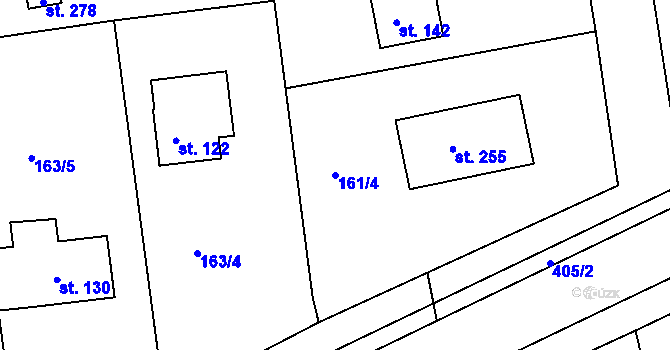 Parcela st. 161/4 v KÚ Borek u Rokycan, Katastrální mapa