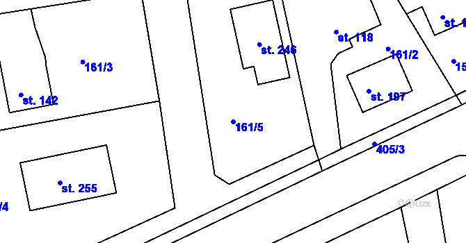 Parcela st. 161/5 v KÚ Borek u Rokycan, Katastrální mapa