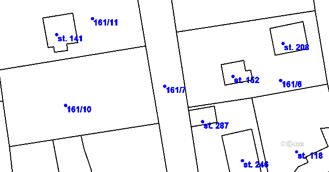 Parcela st. 161/7 v KÚ Borek u Rokycan, Katastrální mapa