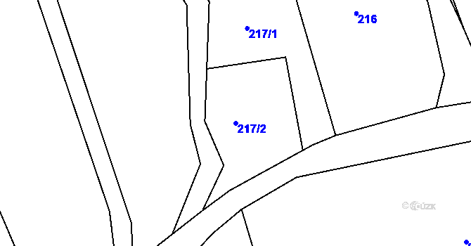 Parcela st. 217/2 v KÚ Borek u Rokycan, Katastrální mapa
