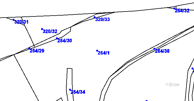 Parcela st. 254/1 v KÚ Borek u Rokycan, Katastrální mapa