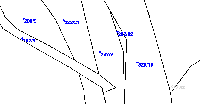 Parcela st. 282/2 v KÚ Borek u Rokycan, Katastrální mapa
