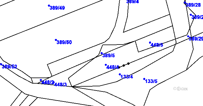 Parcela st. 389/5 v KÚ Borek u Rokycan, Katastrální mapa
