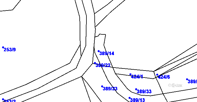 Parcela st. 389/14 v KÚ Borek u Rokycan, Katastrální mapa