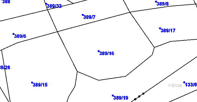 Parcela st. 389/16 v KÚ Borek u Rokycan, Katastrální mapa