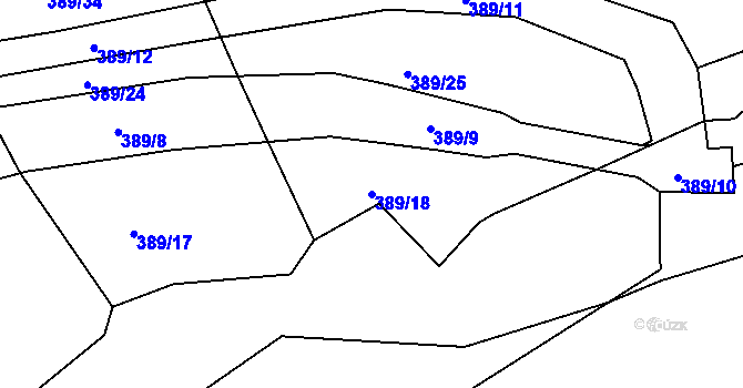 Parcela st. 389/18 v KÚ Borek u Rokycan, Katastrální mapa