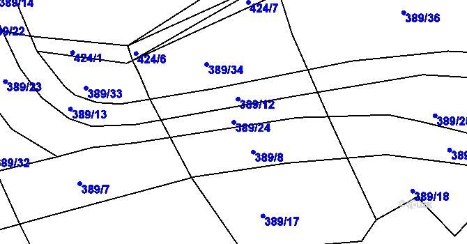 Parcela st. 389/24 v KÚ Borek u Rokycan, Katastrální mapa