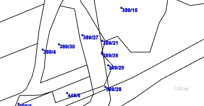 Parcela st. 389/28 v KÚ Borek u Rokycan, Katastrální mapa