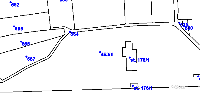Parcela st. 463/1 v KÚ Borek u Rokycan, Katastrální mapa
